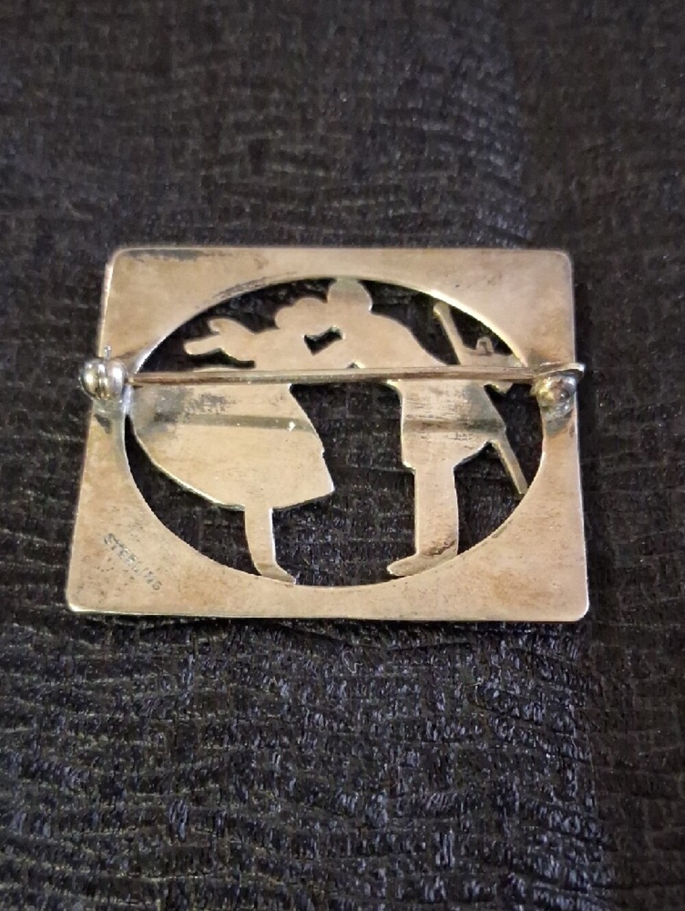 Stirling Silver Vintage Silhouette Couple Brooch Pin - Picture 2 of 5